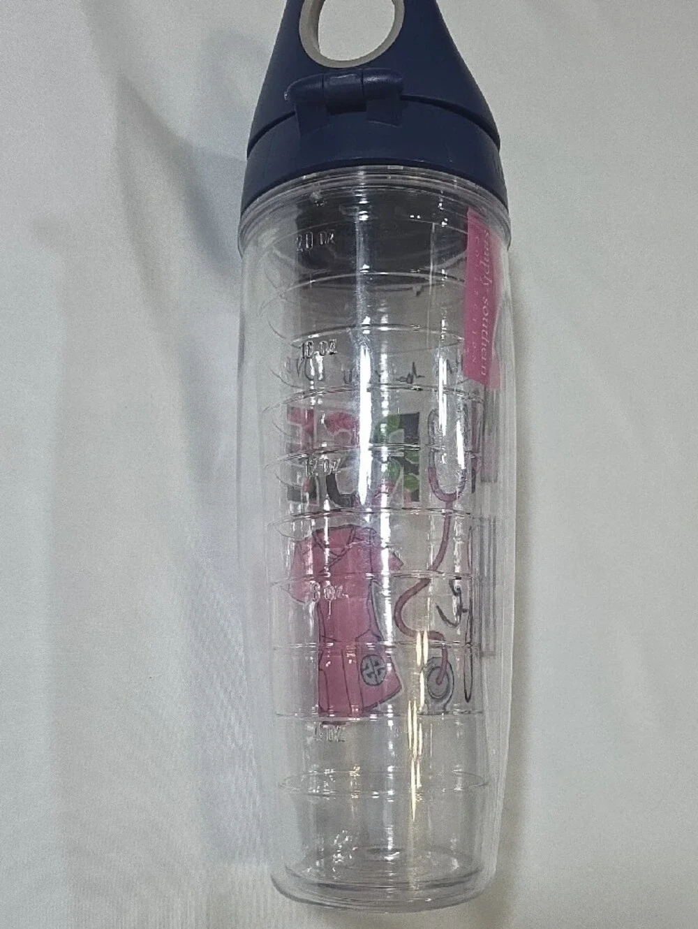 Simply Southern Clear Tumbler with Navy Lid and Pink Logo
